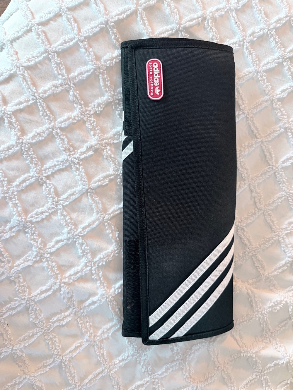 adidas Black Clutch Wristlet with White Three-Stripe Accent